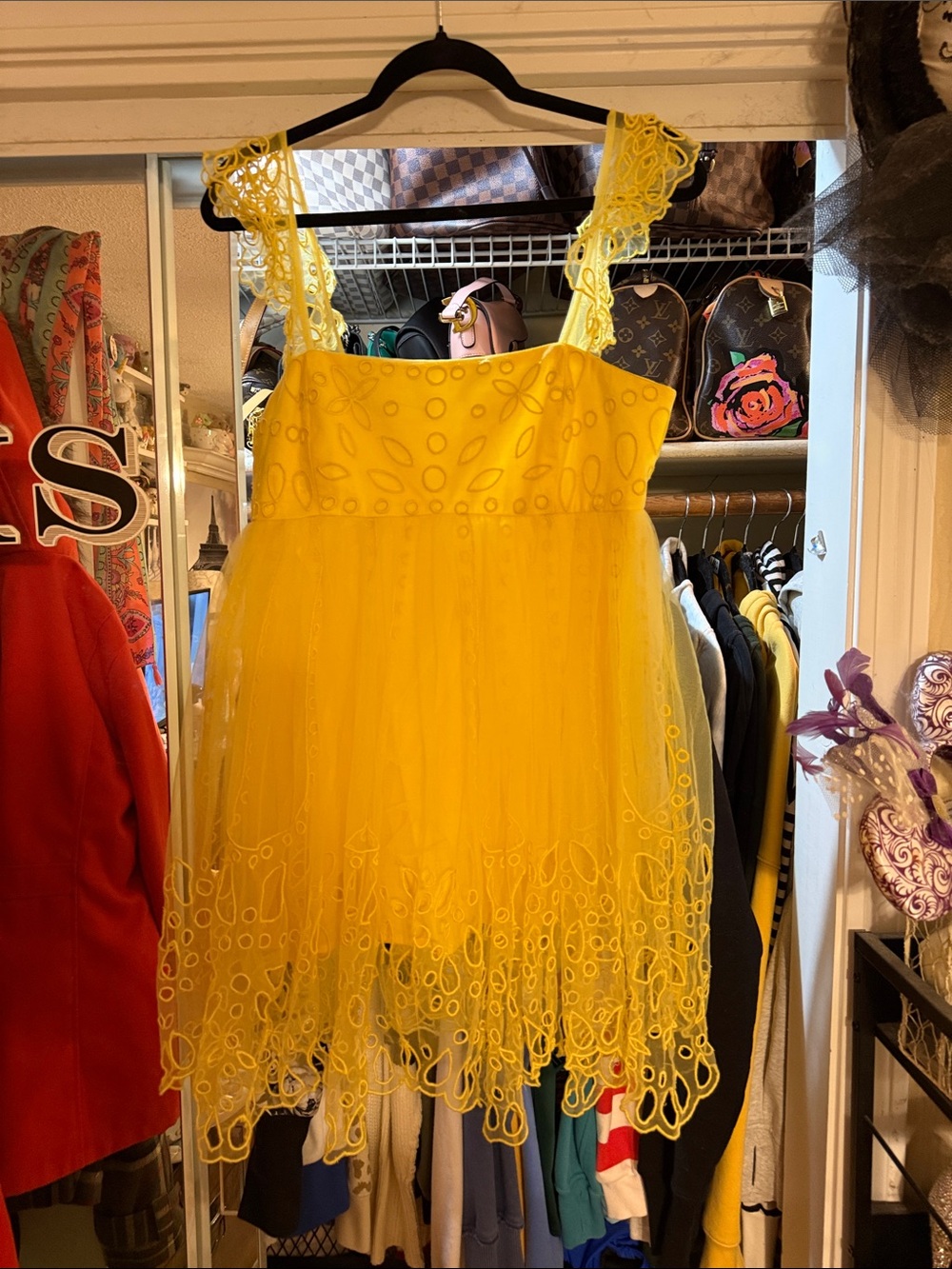 NWT Anthropologie Bright Yellow Lace & Tulle Mini Dress